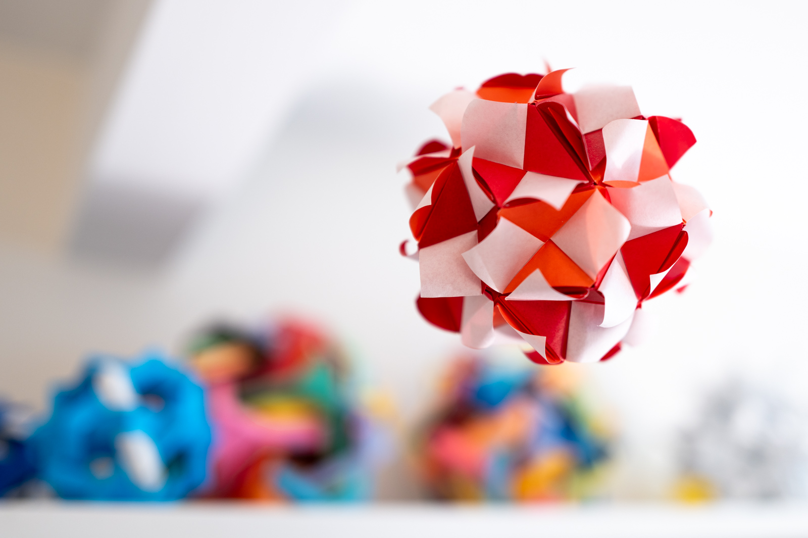 Origami collection on shelves